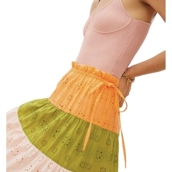 Anthropologie Hutch Fantine Maxi Skirt Womens Size Large $158 Boho Eyelet Summer - Picture 3 of 15